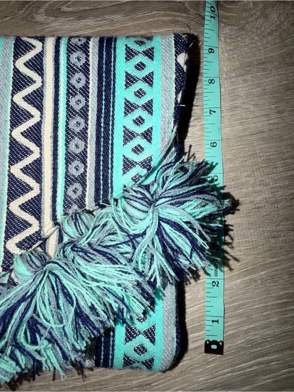 Mud Pie blue woven tassel fringe envelope clutch boho bag purse